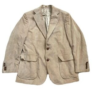 Vintage 80s Macys Corduroy Sportcoat Blazer 38S Tan Khaki Preppy Suit USA